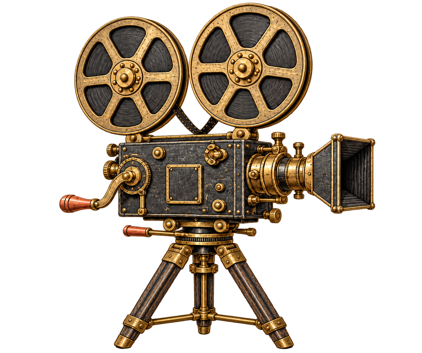 Vintage motion-picture camera on a tripod